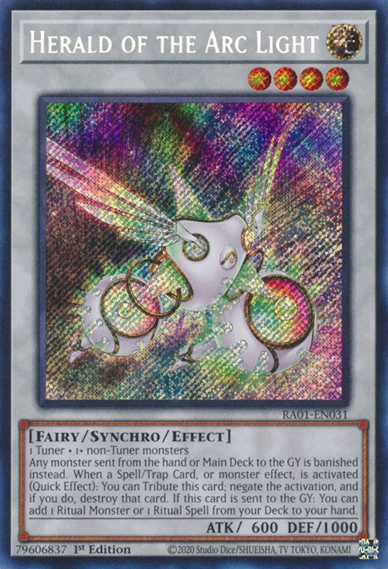 Herald of the Arc Light [RA01-EN031] Secret Rare | Good Games Morley