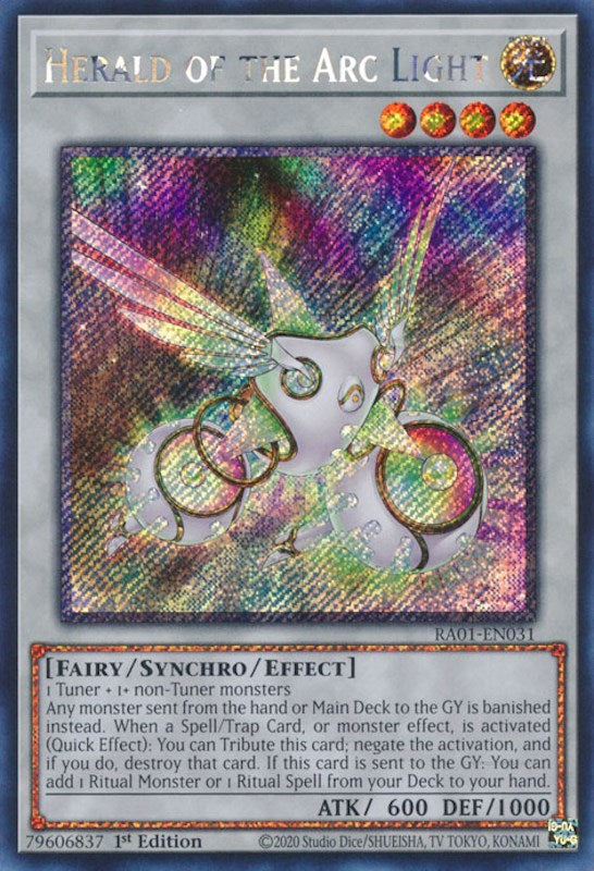 Herald of the Arc Light [RA01-EN031] Platinum Secret Rare | Good Games Morley
