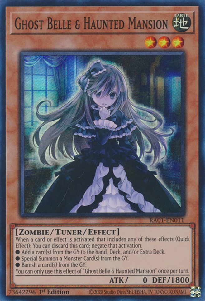 Ghost Belle & Haunted Mansion [RA01-EN011] Super Rare | Good Games Morley