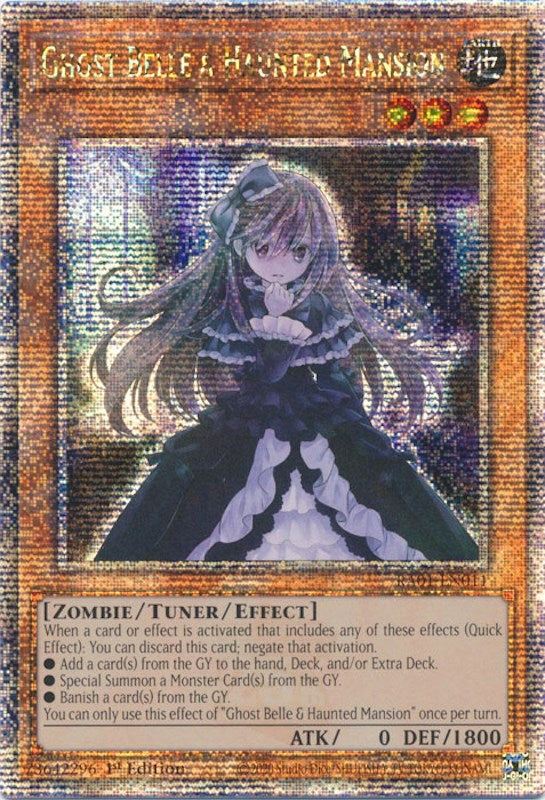 Ghost Belle & Haunted Mansion [RA01-EN011] Quarter Century Secret Rare | Good Games Morley