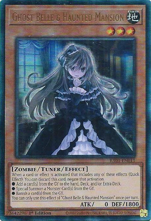 Ghost Belle & Haunted Mansion [RA01-EN011] Prismatic Ultimate Rare | Good Games Morley