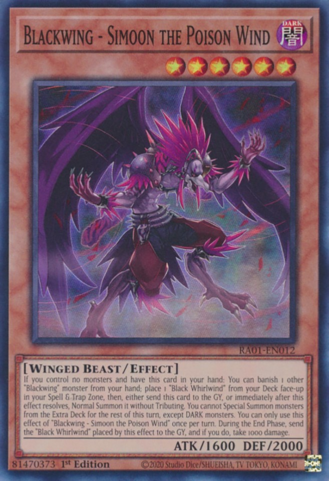 Blackwing - Simoon the Poison Wind [RA01-EN012] Super Rare | Good Games Morley