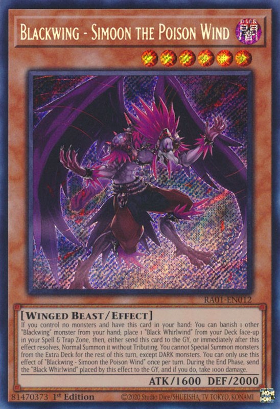 Blackwing - Simoon the Poison Wind [RA01-EN012] Secret Rare | Good Games Morley