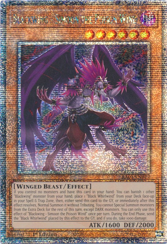 Blackwing - Simoon the Poison Wind [RA01-EN012] Quarter Century Secret Rare | Good Games Morley