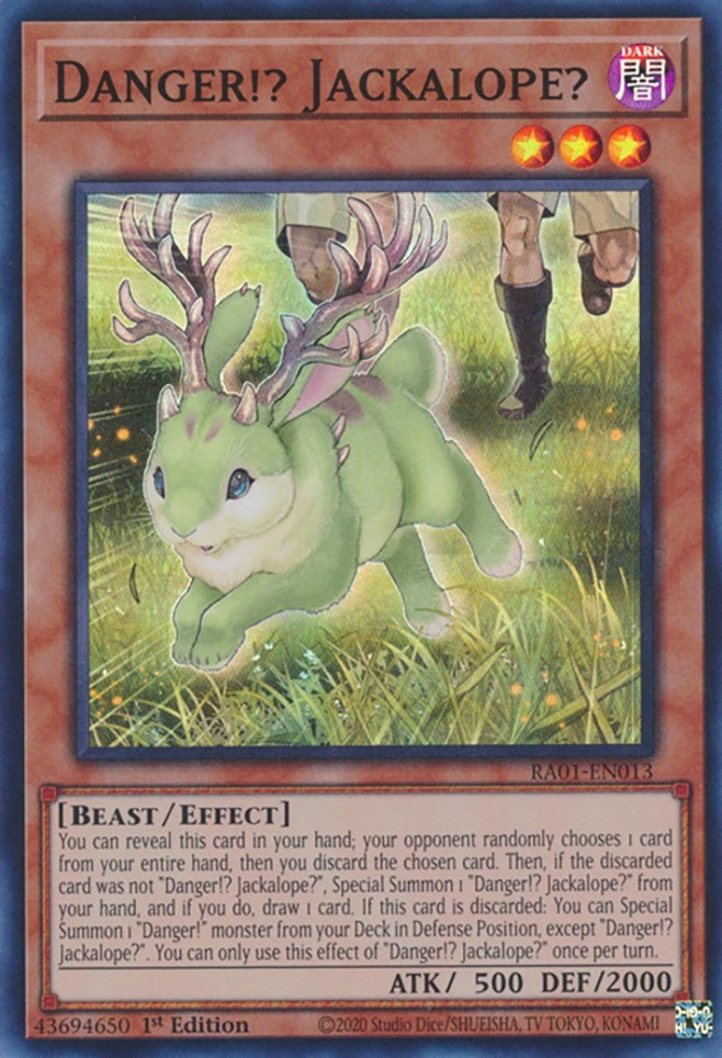 Danger!? Jackalope? [RA01-EN013] Super Rare | Good Games Morley