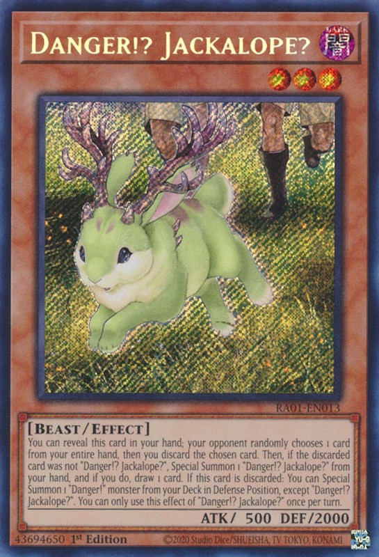Danger!? Jackalope? [RA01-EN013] Secret Rare | Good Games Morley