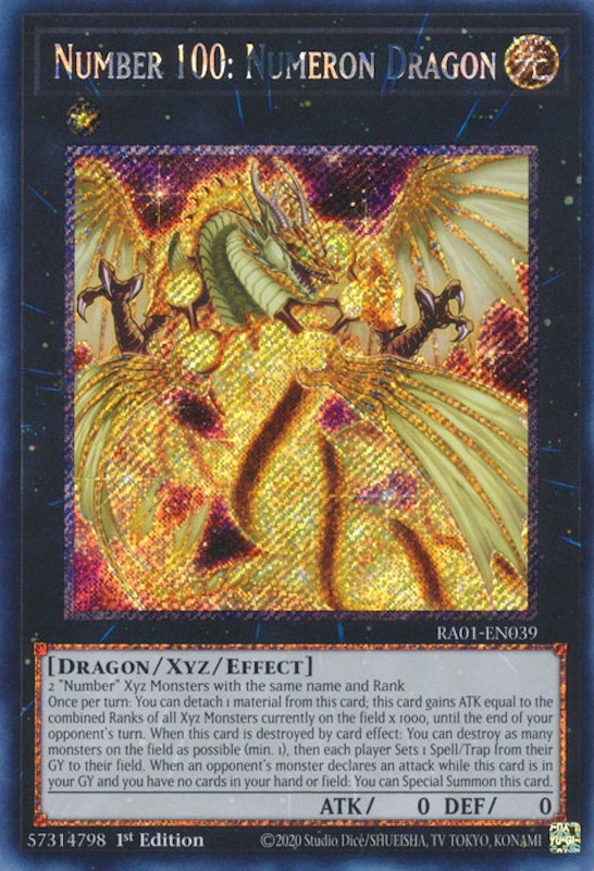Number 100: Numeron Dragon [RA01-EN039] Platinum Secret Rare | Good Games Morley