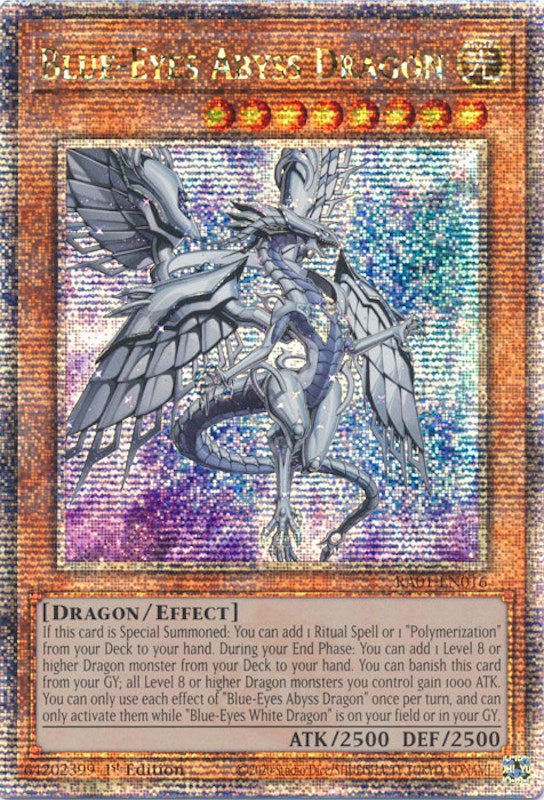 Blue-Eyes Abyss Dragon [RA01-EN016] Quarter Century Secret Rare | Good Games Morley