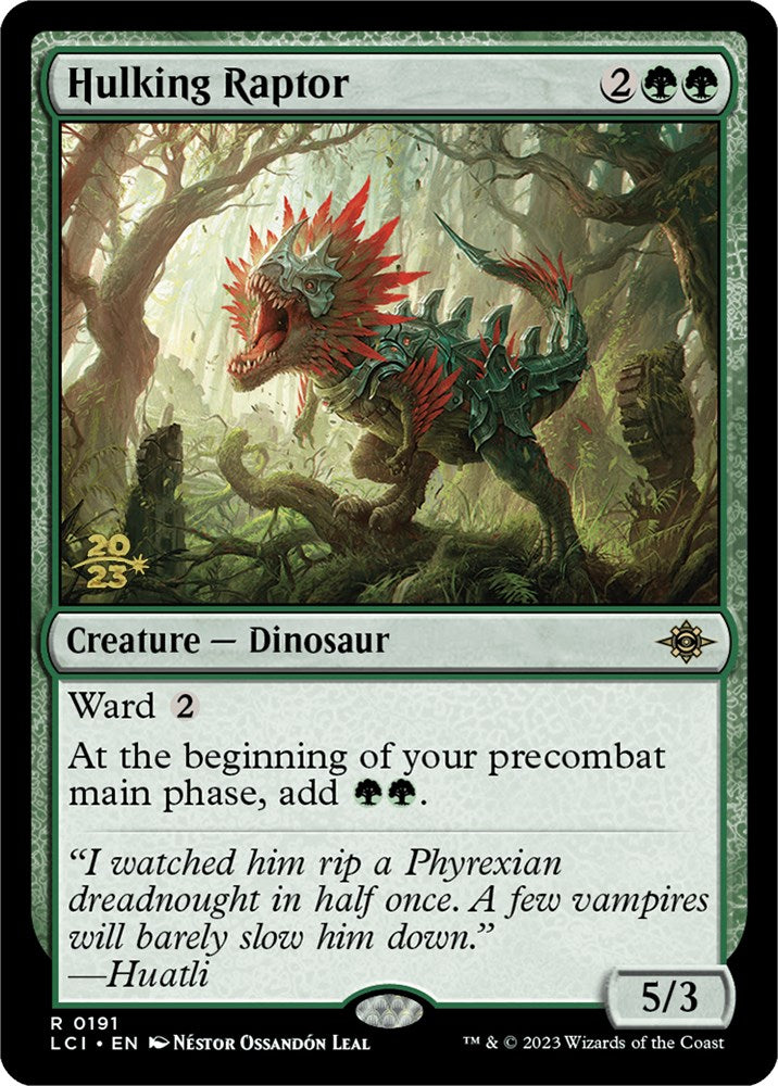 Hulking Raptor [The Lost Caverns of Ixalan Prerelease Cards] | Good Games Morley
