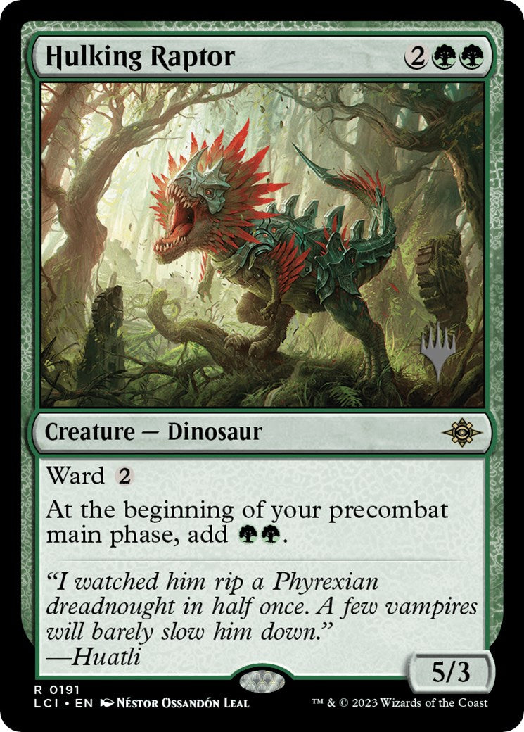 Hulking Raptor (Promo Pack) [The Lost Caverns of Ixalan Promos] | Good Games Morley