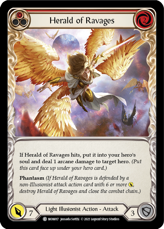 Herald of Ravages (Red) [MON017] (Monarch)  1st Edition Normal | Good Games Morley