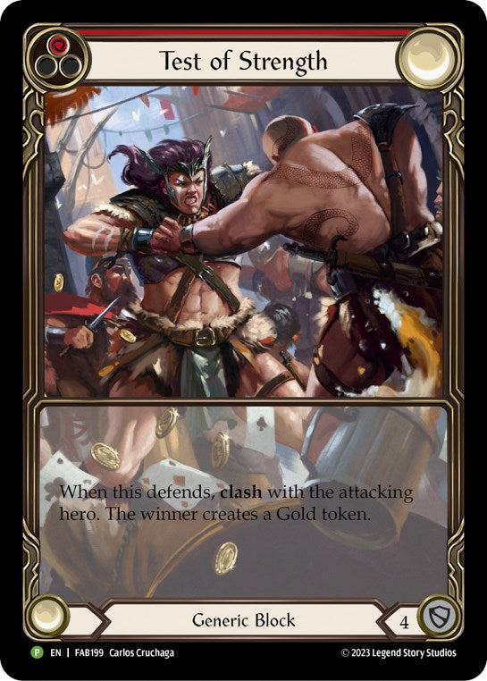 Test of Strength (Red) [FAB199] (Promo)  Rainbow Foil | Good Games Morley