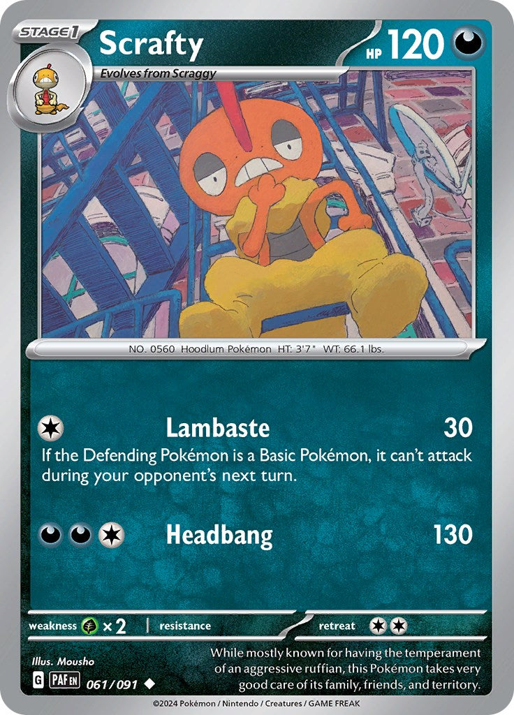 Scrafty (061/091) [Scarlet & Violet: Paldean Fates] | Good Games Morley
