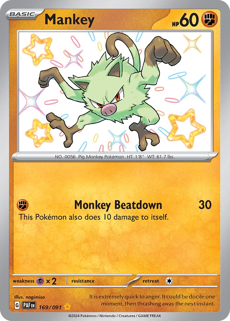 Mankey (169/091) [Scarlet & Violet: Paldean Fates] | Good Games Morley