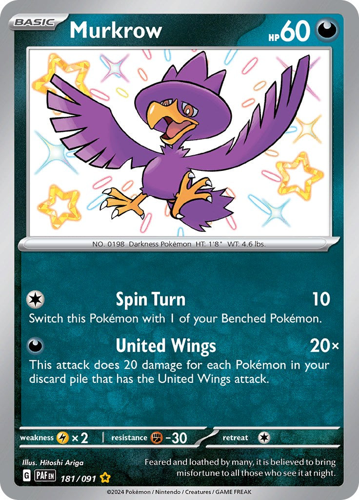 Murkrow (181/091) [Scarlet & Violet: Paldean Fates] | Good Games Morley