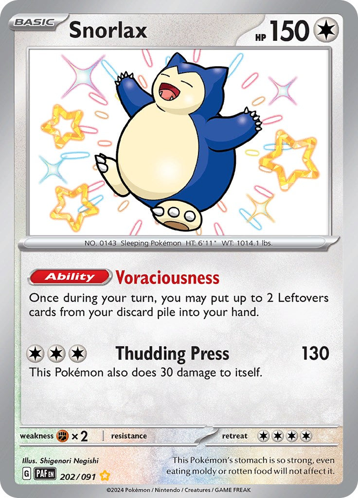 Snorlax (202/091) [Scarlet & Violet: Paldean Fates] | Good Games Morley