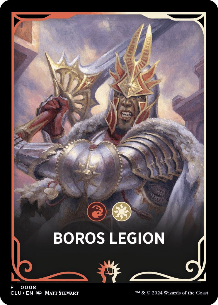Boros Legion Theme Card [Ravnica: Clue Edition Tokens] | Good Games Morley