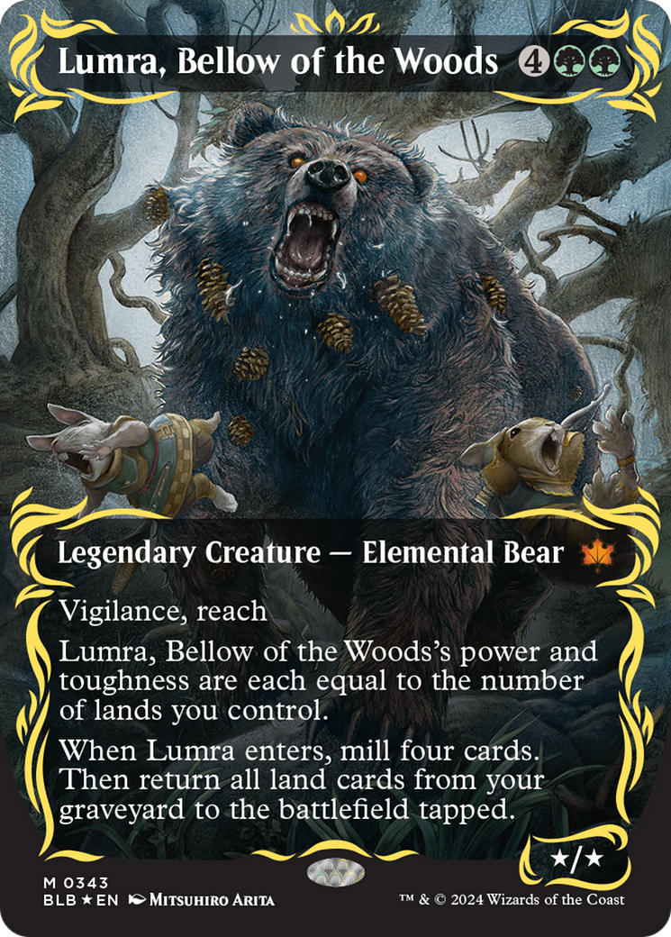 Lumra, Bellow of the Woods (Borderless) (Raised Foil) [Bloomburrow] | Good Games Morley