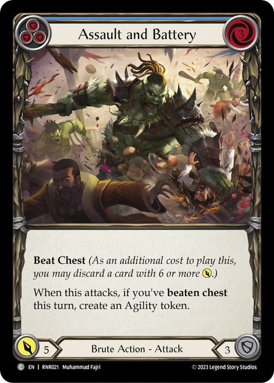 Assault and Battery (Blue) [RNR021] (Rhinar Hero Deck) | Good Games Morley