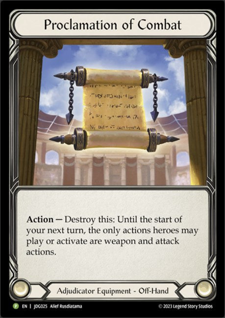 Proclamation of Combat [JDG025] (Promo)  Cold Foil | Good Games Morley