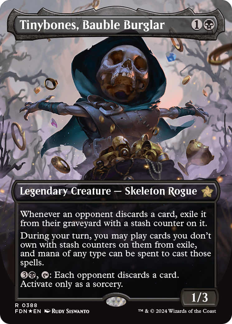 Tinybones, Bauble Burglar (Borderless) (Mana Foil) [Foundations] | Good Games Morley