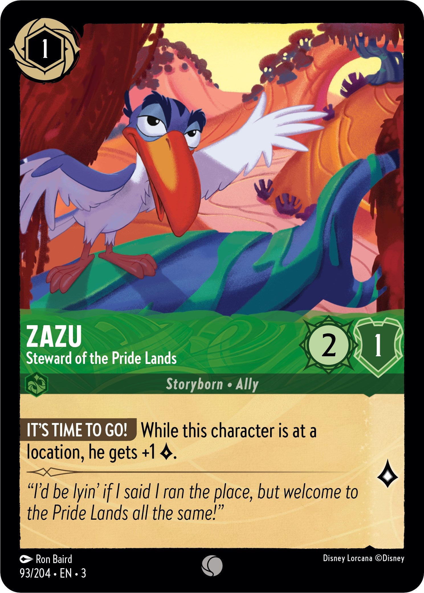 Zazu - Steward of the Pride Lands (93//204) [Into the Inklands] | Good Games Morley
