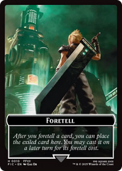 Foretell // Treasure Double-Sided Token (Surge Foil) [FINAL FANTASY Commander Tokens] | Good Games Morley