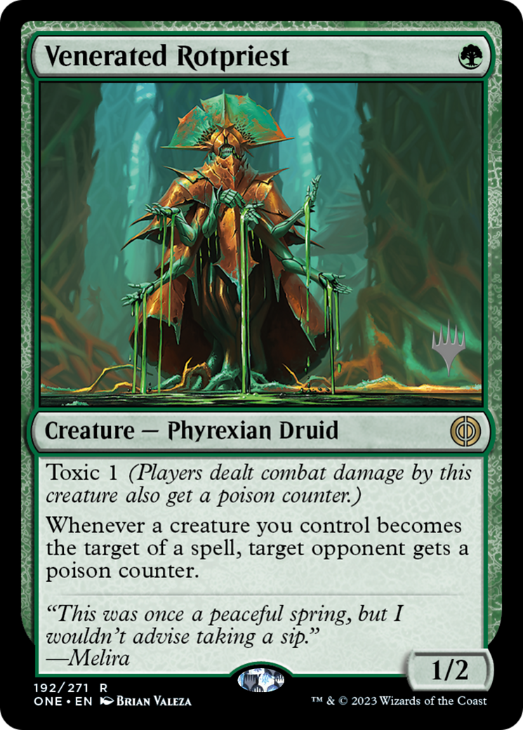 Venerated Rotpriest (Promo Pack) [Phyrexia: All Will Be One Promos] | Good Games Morley