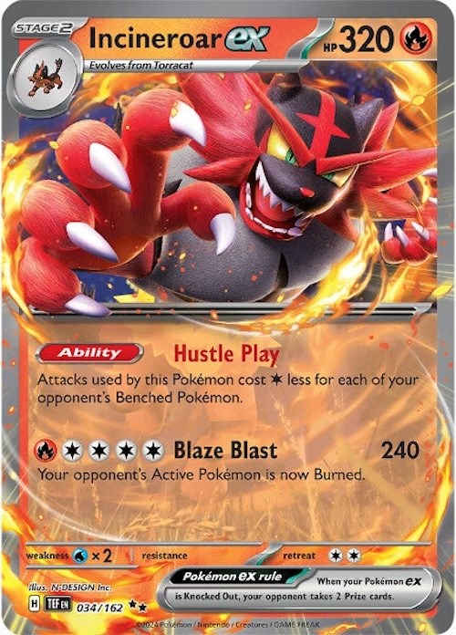 Incineroar ex (034/162) [Scarlet & Violet: Temporal Forces] | Good Games Morley