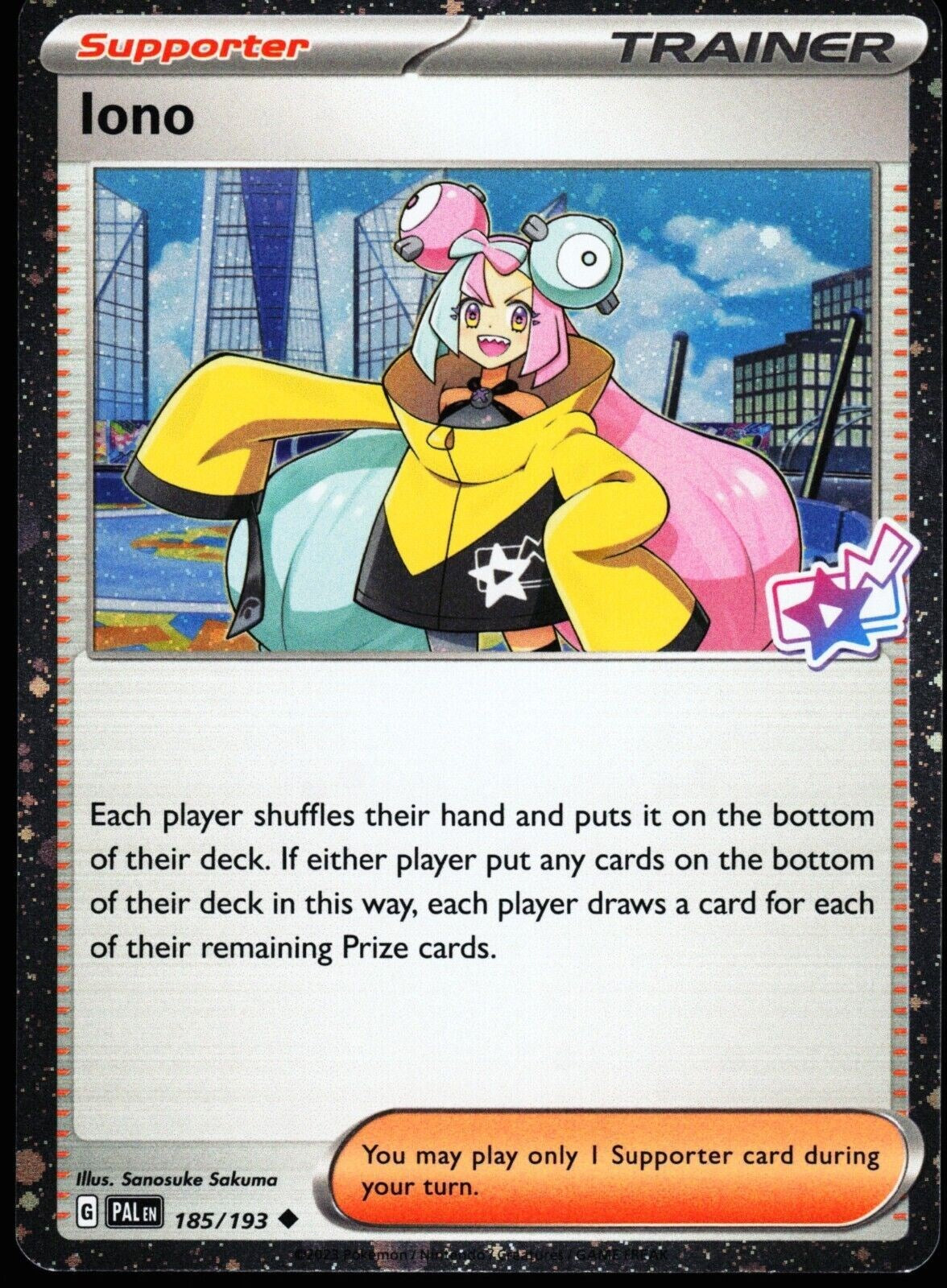 Iono (185/193) (Cosmo Foil) [Scarlet & Violet: Paldea Evolved] | Good Games Morley