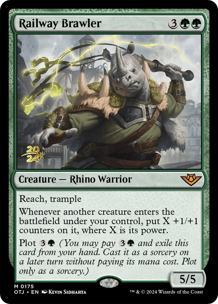 Railway Brawler [Outlaws of Thunder Junction Prerelease Promos] | Good Games Morley