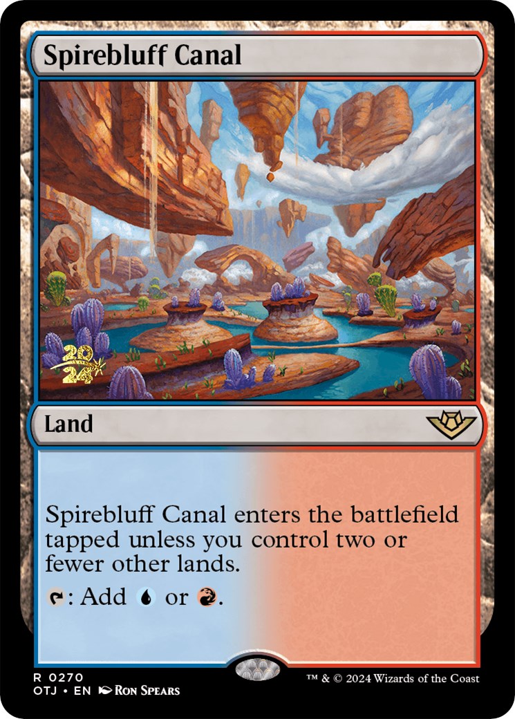 Spirebluff Canal (OTJ) [Outlaws of Thunder Junction Prerelease Promos] | Good Games Morley