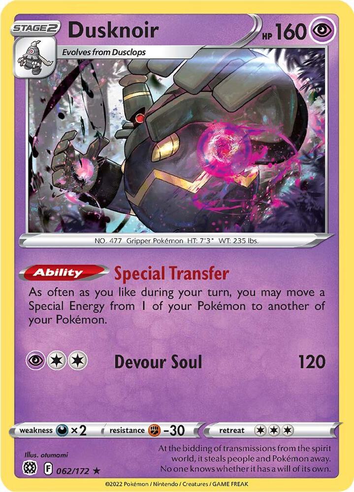 Dusknoir 062/172 (SWSH09: Brilliant Stars)  - Holofoil | Good Games Morley
