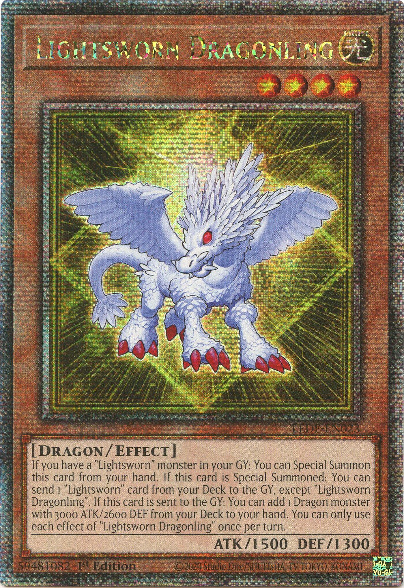 Lightsworn Dragonling (Quarter Century Secret Rare) [LEDE-EN023] Quarter Century Secret Rare | Good Games Morley