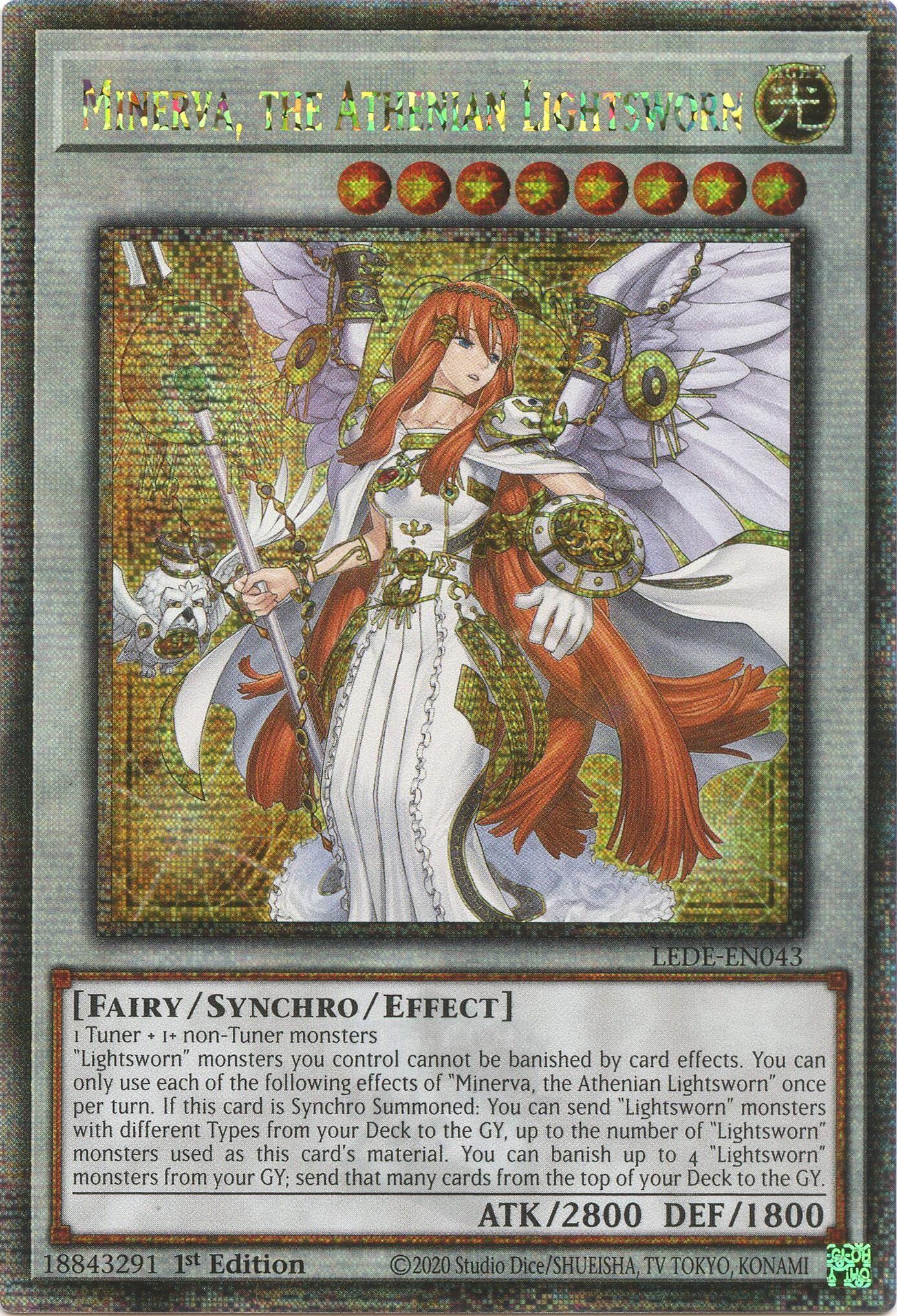 Minerva, the Athenian Lightsworn (Quarter Century Secret Rare) [LEDE-EN043] Quarter Century Secret Rare | Good Games Morley