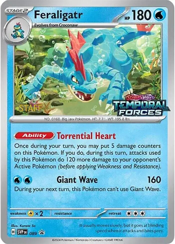 Feraligatr (089) (Staff Prerelease Promo) [Scarlet & Violet: Black Star Promos] | Good Games Morley