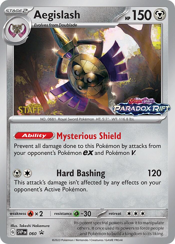 Aegislash (060) (Staff Prerelease Promo) [Scarlet & Violet: Black Star Promos] | Good Games Morley