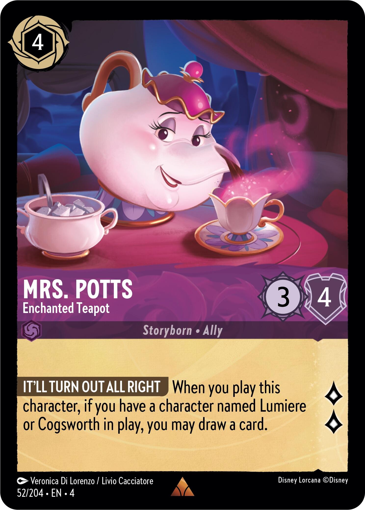 Mrs. Potts - Enchanted Teapot (52/204) [Ursula's Return] | Good Games Morley