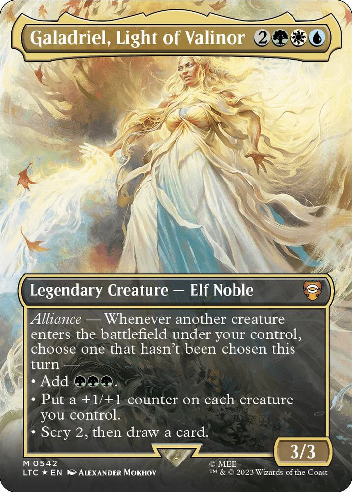 Galadriel, Light of Valinor 542/347 (Commander: The Lord of the Rings: Tales of Middle-earth)  - Borderless Surge Foil | Good Games Morley