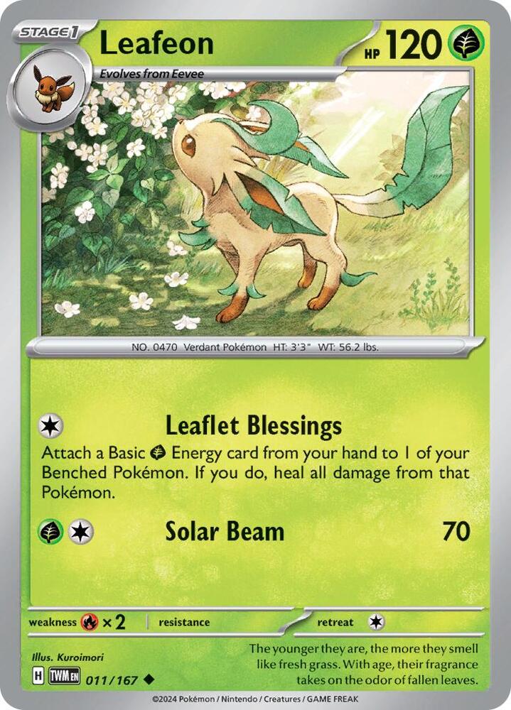 Leafeon 011/167 (SV06: Twilight Masquerade)  | Good Games Morley
