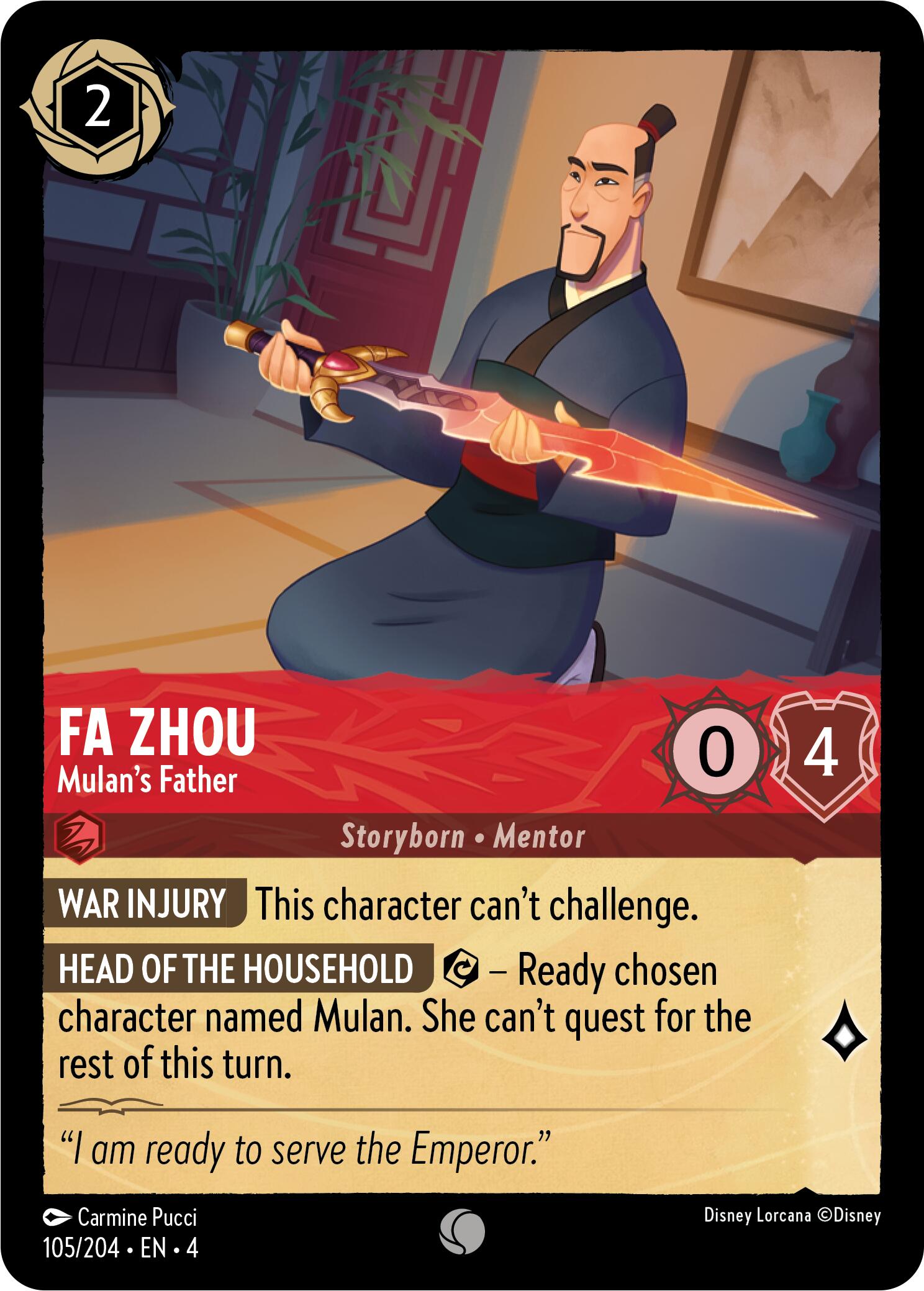 Fa Zhou - Mulan's Father (105/204) [Ursula's Return] | Good Games Morley