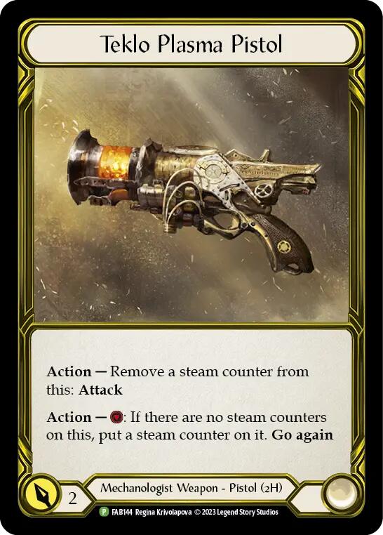 Teklo Plasma Pistol (Golden) [FAB144] (Promo)  Cold Foil | Good Games Morley