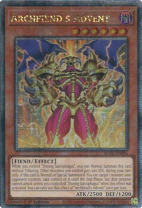 Archfiend's Advent (Quarter Century Secret Rare) [BLTR-EN046] Quarter Century Secret Rare | Good Games Morley