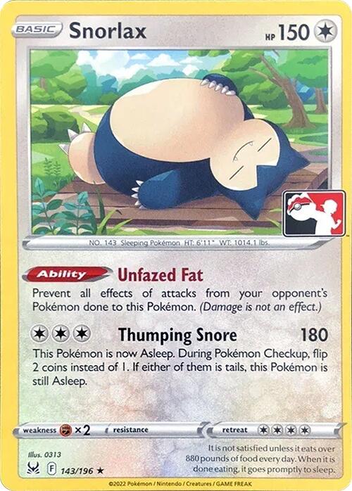Snorlax (143/196) [Prize Pack Series Three] | Good Games Morley