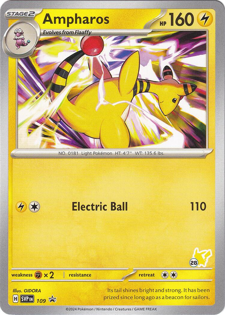 Ampharos (109) (Pikachu Stamp #28) [Battle Academy 2024] | Good Games Morley