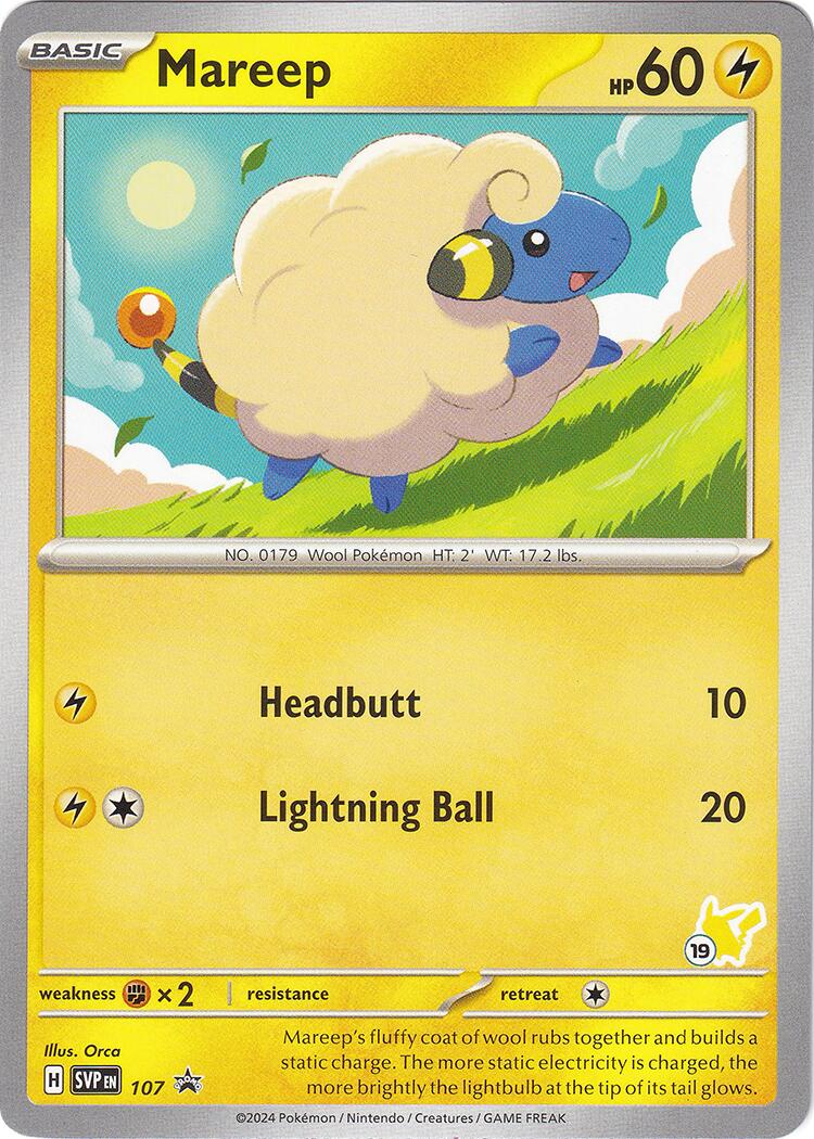 Mareep (107) (Pikachu Stamp #19) [Battle Academy 2024] | Good Games Morley
