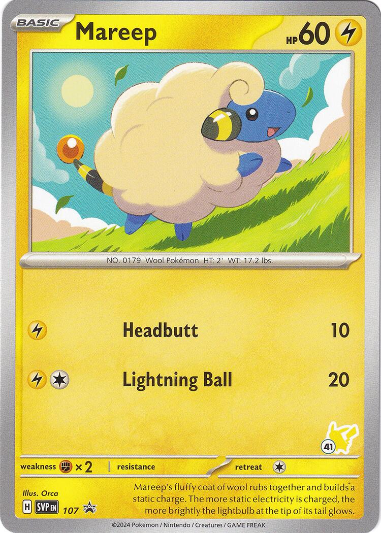 Mareep (107) (Pikachu Stamp #41) [Battle Academy 2024] | Good Games Morley