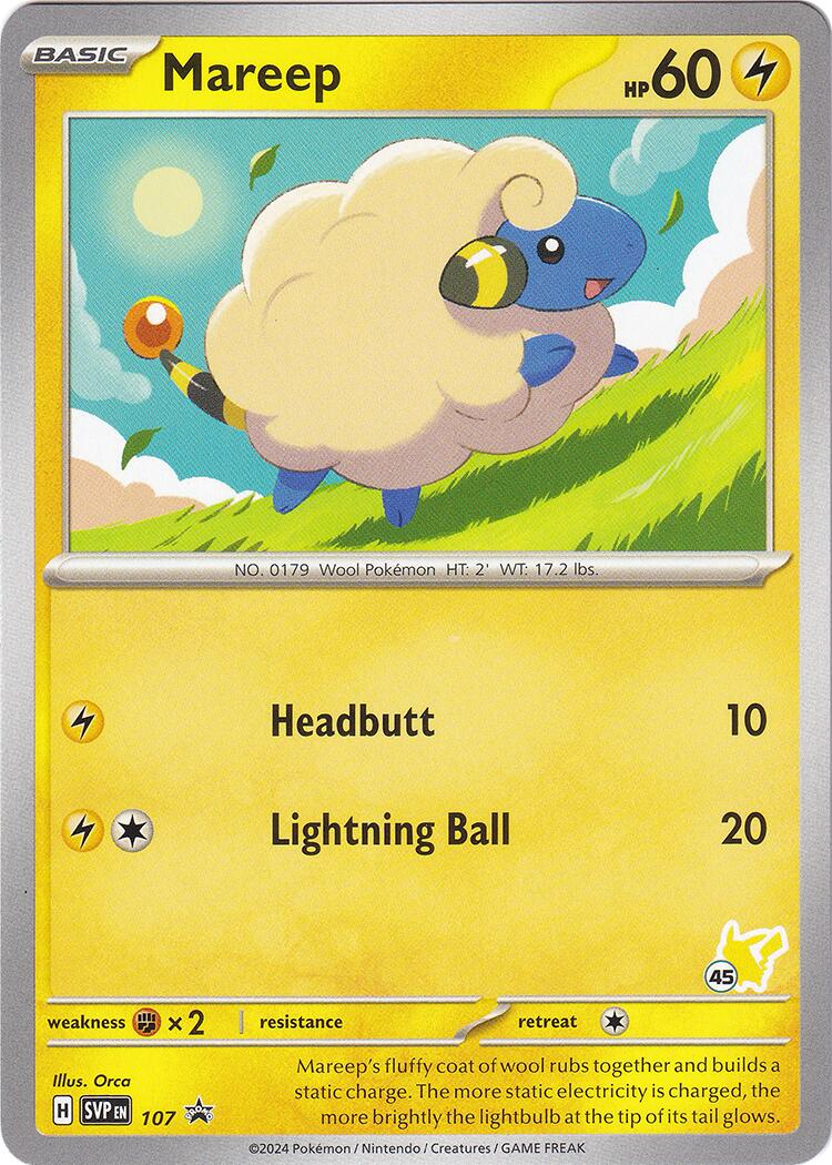 Mareep (107) (Pikachu Stamp #45) [Battle Academy 2024] | Good Games Morley