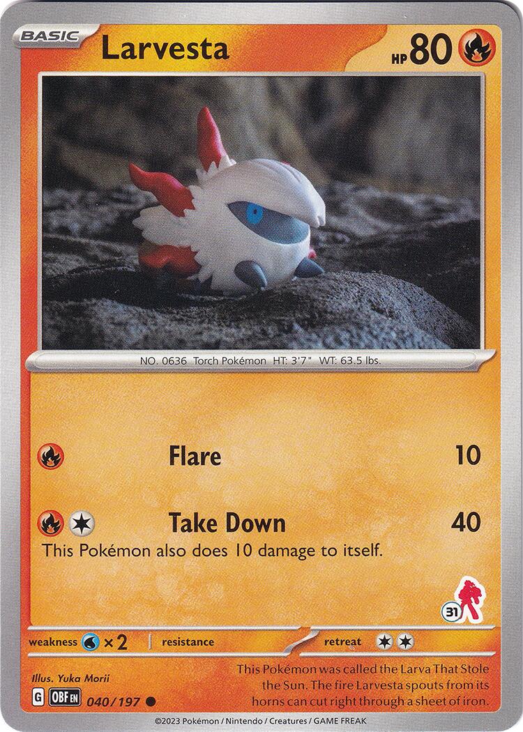 Larvesta (040/197) (Armarouge Stamp #31) [Battle Academy 2024] | Good Games Morley