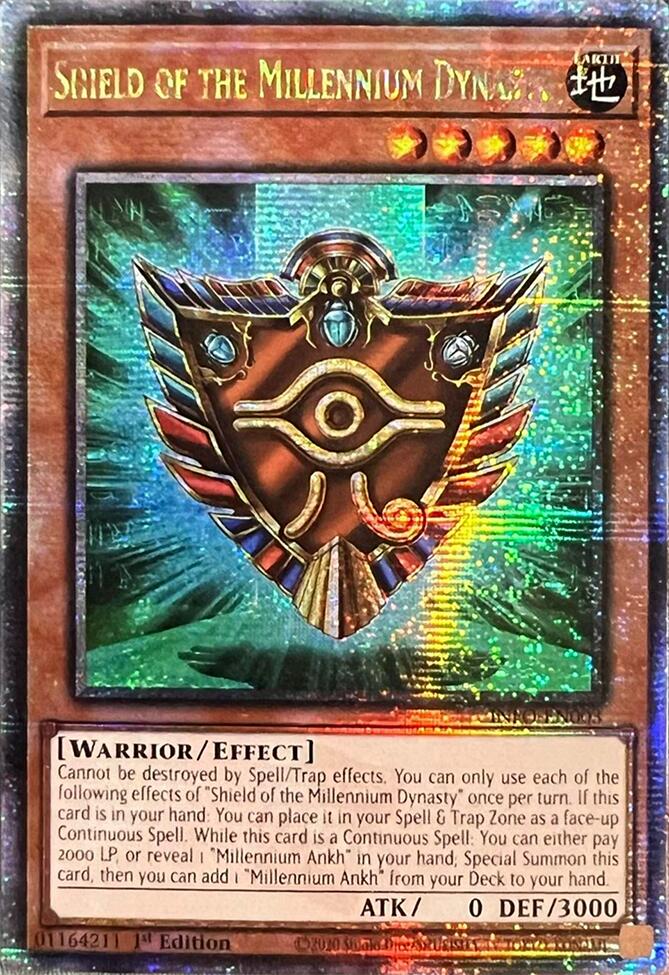 Shield of the Millennium Dynasty (Quarter Century Secret Rare) [INFO-EN003] Quarter Century Secret Rare | Good Games Morley